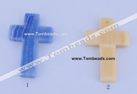 NGP06 5PCS 40*60mm cross blue lace agate pendants wholesale