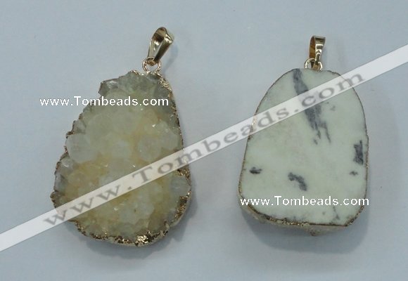 NGP1023 25*35mm - 35*45mm freeform druzy agate beads pendant