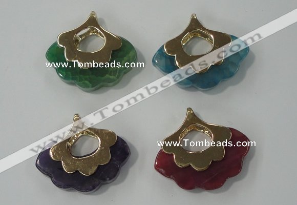 NGP1074 8*25*28mm agate gemstone pendants with brass setting