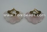 NGP1076 8*40*50mm rose quartz pendants with brass setting