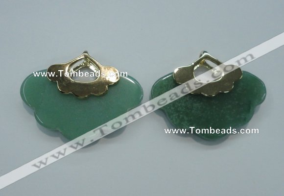 NGP1078 8*40*50mm gree aventurine pendants with brass setting