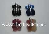 NGP1082 30*40mm agate gemstone pendants with brass setting