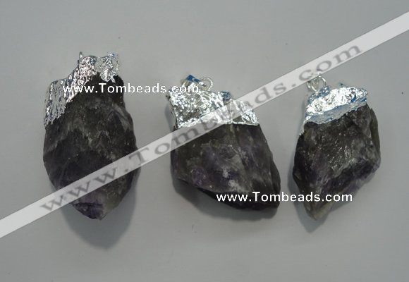 NGP1087 20*30mm - 25*50mm nuggets amethyst gemstone pendants