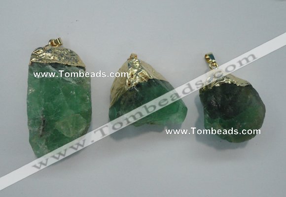 NGP1088 20*30mm - 25*50mm nuggets green fluorite pendants