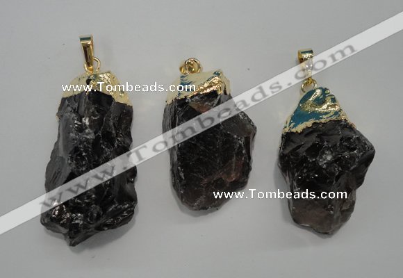 NGP1089 20*30mm - 25*50mm nuggets smoky quartz pendants