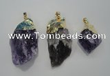 NGP1090 20*30mm - 25*50mm nuggets amethyst gemstone pendants