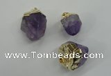 NGP1093 18*25mm - 25*40mm faceted nuggets amethyst pendants