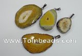 NGP1105 30*40 - 40*55mm freeform druzy agate pendants with brass setting