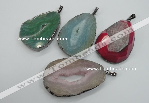 NGP1107 30*40 - 40*55mm freeform druzy agate pendants with brass setting