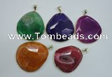 NGP1111 40*50 - 50*55mm freeform druzy agate pendants with brass setting