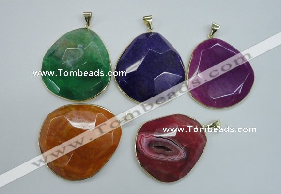 NGP1111 40*50 - 50*55mm freeform druzy agate pendants with brass setting