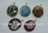 NGP1113 40*45 - 45*50mm freeform druzy agate pendants with brass setting