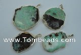 NGP1122 25*35 - 35*45mm freeform australia chrysoprase pendants with brass