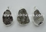 NGP1125 25*40 - 35*45mm freeform druzy agate pendants with brass setting