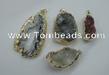 NGP1126 25*30 - 40*50mm freeform druzy agate pendants with brass setting