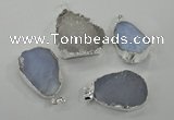 NGP1135 25*35mm - 40*45mm freeform druzy agate pendants with brass setting
