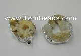 NGP1138 25*35mm - 40*45mm freeform druzy agate pendants with brass setting