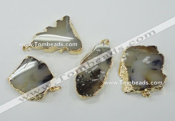 NGP1146 25*35mm - 40*60mm freeform agate pendants with brass setting