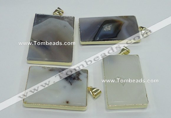 NGP1155 25*35mm - 40*50mm freeform agate pendants with brass setting