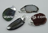 NGP1159 35*50mm - 50*70mm freeform agate pendants with brass setting