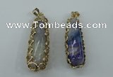 NGP1160 18*60mm - 20*65mm freeform agate pendants with brass setting