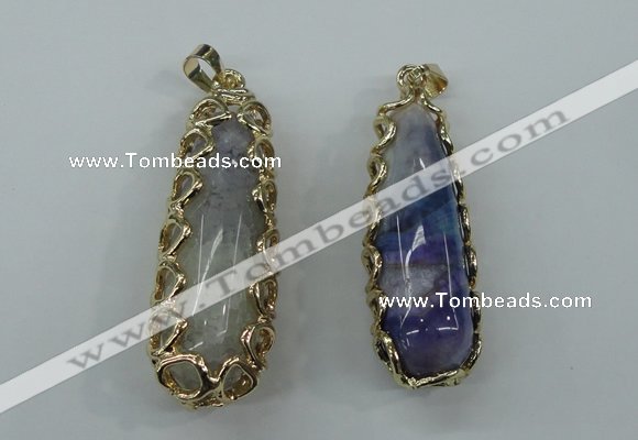 NGP1160 18*60mm - 20*65mm freeform agate pendants with brass setting