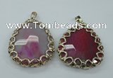 NGP1162 50*55mm - 52*60mm freeform agate pendants with brass setting