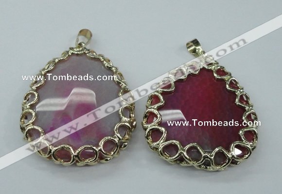 NGP1162 50*55mm - 52*60mm freeform agate pendants with brass setting