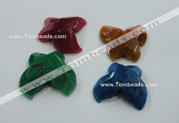 NGP1218 45*48mm carved butterfly agate gemstone pendants wholesale