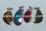 NGP1230 35*65mm - 45*70mm freeform agate pendants with brass setting