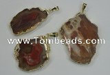 NGP1283 25*40mm – 40*55mm freeform agate pendants with brass setting