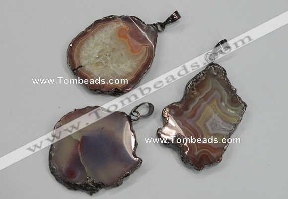 NGP1284 30*40mm – 35*45mm freeform agate pendants with brass setting