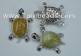 NGP1296 43*60mm tortoise agate pendants with crystal pave alloy settings