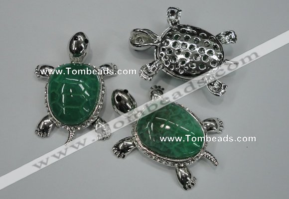 NGP1297 43*60mm tortoise agate pendants with crystal pave alloy settings