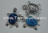 NGP1298 43*60mm tortoise agate pendants with crystal pave alloy settings