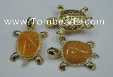 NGP1304 43*60mm tortoise agate pendants with crystal pave alloy settings