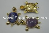 NGP1305 43*60mm tortoise agate pendants with crystal pave alloy settings