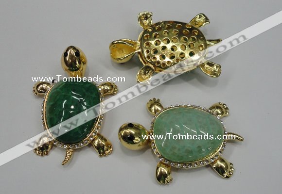 NGP1306 43*60mm tortoise agate pendants with crystal pave alloy settings