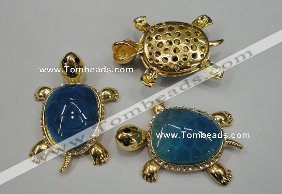 NGP1307 43*60mm tortoise agate pendants with crystal pave alloy settings