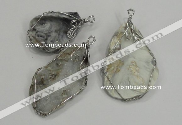 NGP1314 30*40mm - 40*60mm freeform agate pendants with brass setting