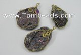 NGP1317 30*40mm - 35*50mm freeform agate pendants with brass setting