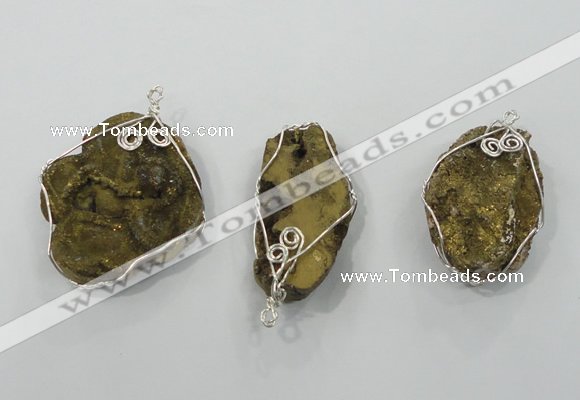 NGP1320 30*40mm - 45*55mm freeform agate pendants with brass setting