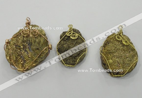 NGP1321 30*40mm - 45*60mm freeform agate pendants with brass setting