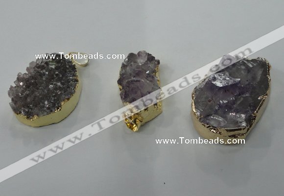 NGP1337 20*30mm - 30*40mm freeform agate pendants with brass setting