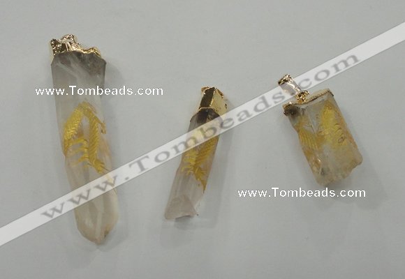 NGP1349 10*40mm - 15*80mm faceted nuggets white crystal pendants