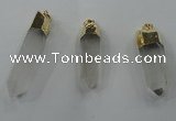 NGP1351 10*45mm - 15*65mm faceted nuggets white crystal pendants