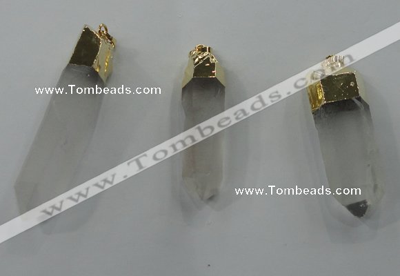 NGP1351 10*45mm - 15*65mm faceted nuggets white crystal pendants