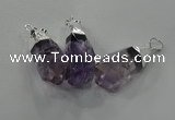 NGP1353 15*30mm - 18*40mm faceted nuggets amethyst pendants