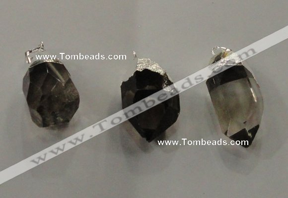 NGP1354 15*35mm - 20*40mm faceted nuggets smoky quartz pendants