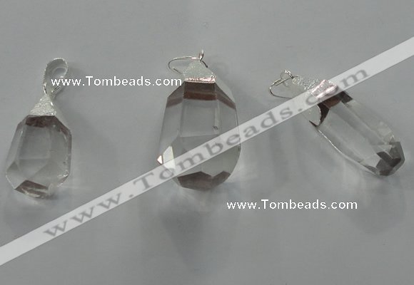 NGP1356 15*30mm - 20*35mm faceted nuggets white crystal pendants